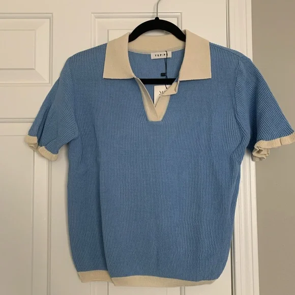 YUPPE Crop Short Sleeve Polo Knit - Picture 4 of 7